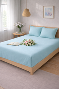 Moonlinen Aquamarine - 100% Cotton Queen Size Solid bedsheet