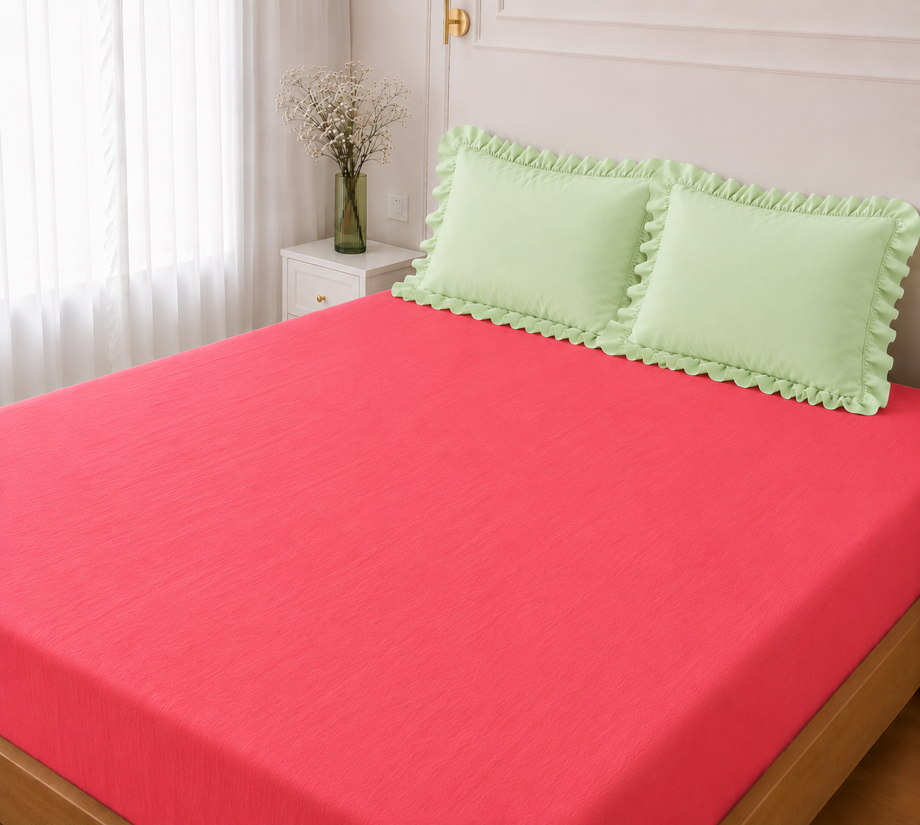 Watermelon Mint Sorbet Bedsheet Set – 100% Cotton