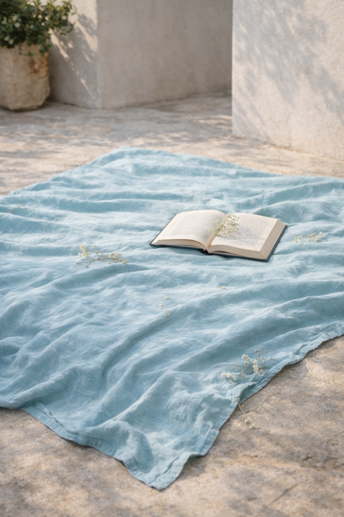 Moonlinen Aquamarine - 100% Cotton Queen Size Solid bedsheet