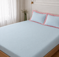 Aqua Bloom Bedsheet set- 100% Cotton King Size