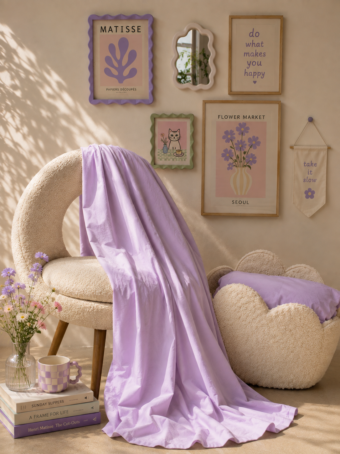 Lavender Macaron Flat Sheet (Mix & Match) – 100% Cotton