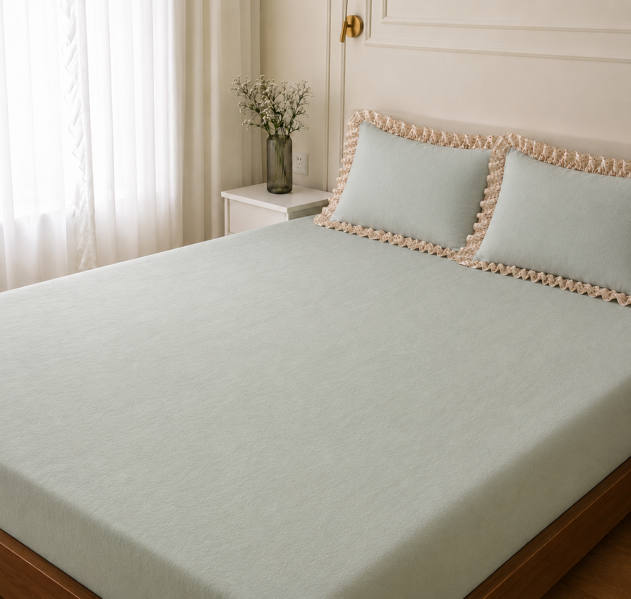 Sea Gloss Bedsheet set- 100% Cotton King Size