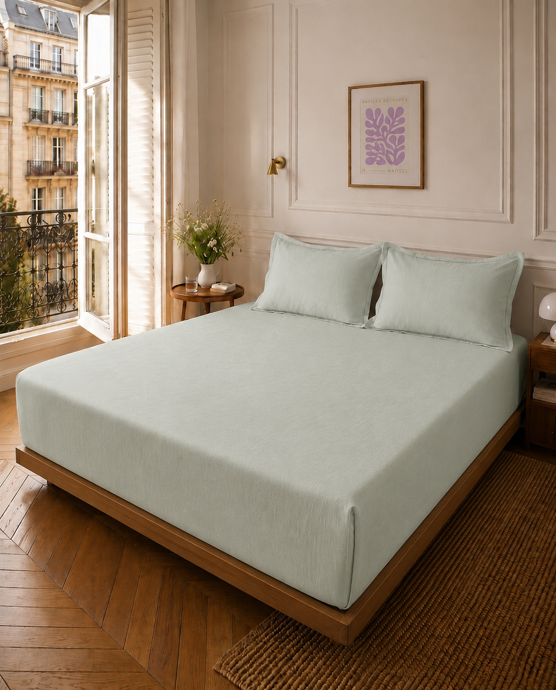 Tidal Mint Bedsheet set- 100% Cotton King Size